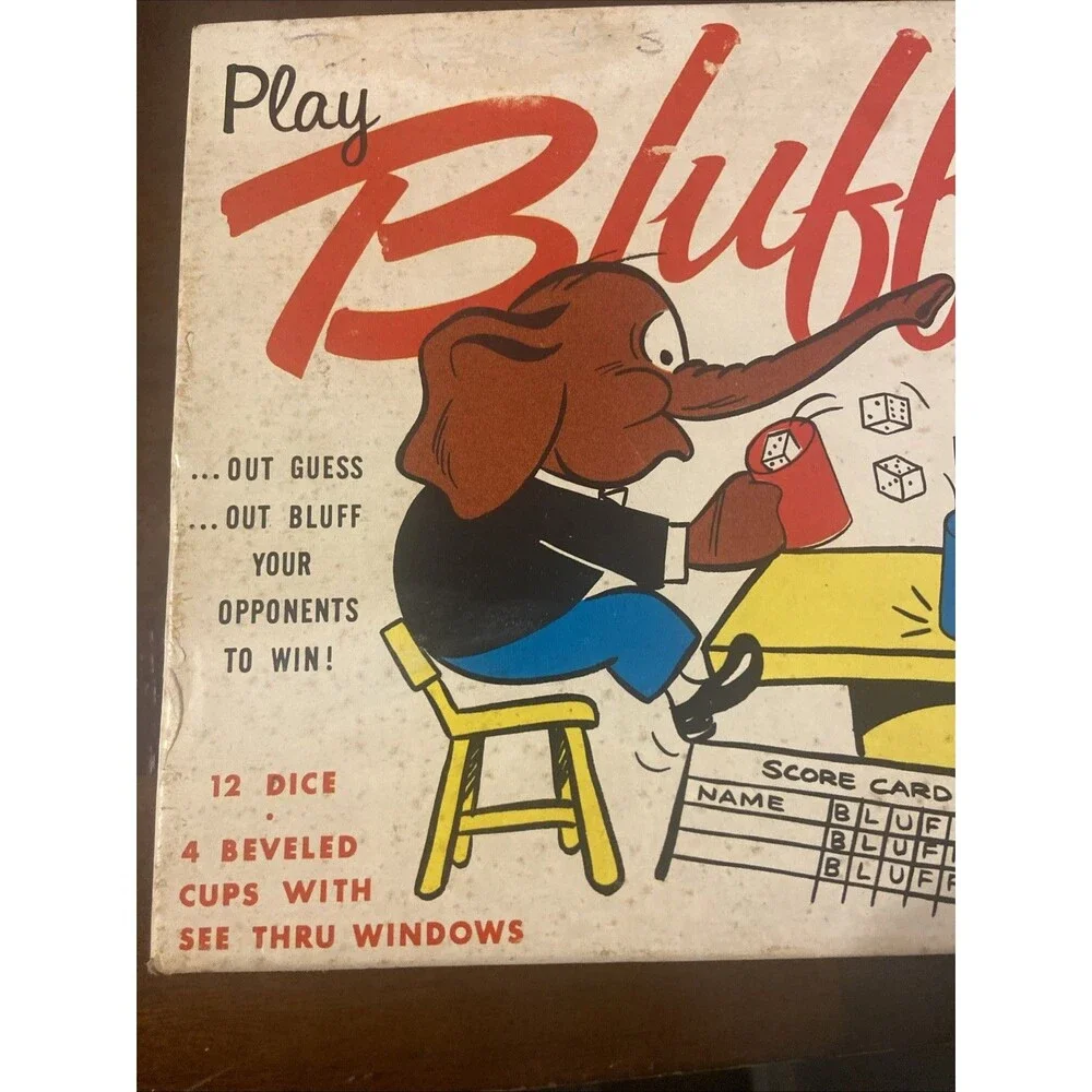 Vintage 1963 Play Bluff Dice Party Game Saalfield Artcraft Liar's Poker Complete